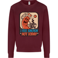 BBQ Smokin Hot Today Funny Grill Kids Sweatshirt Jumper Maroon