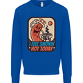 BBQ Smokin Hot Today Funny Grill Kids Sweatshirt Jumper Royal Blue