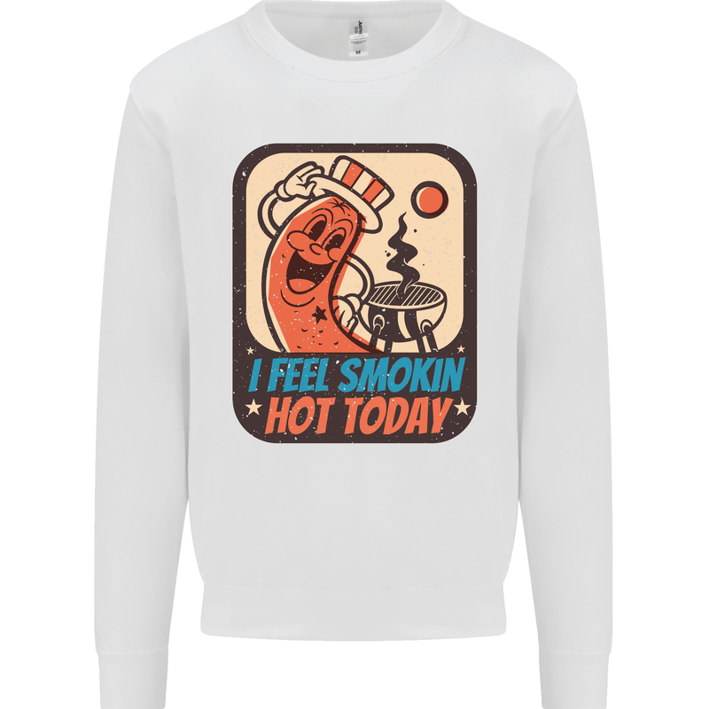 BBQ Smokin Hot Today Funny Grill Kids Sweatshirt Jumper White