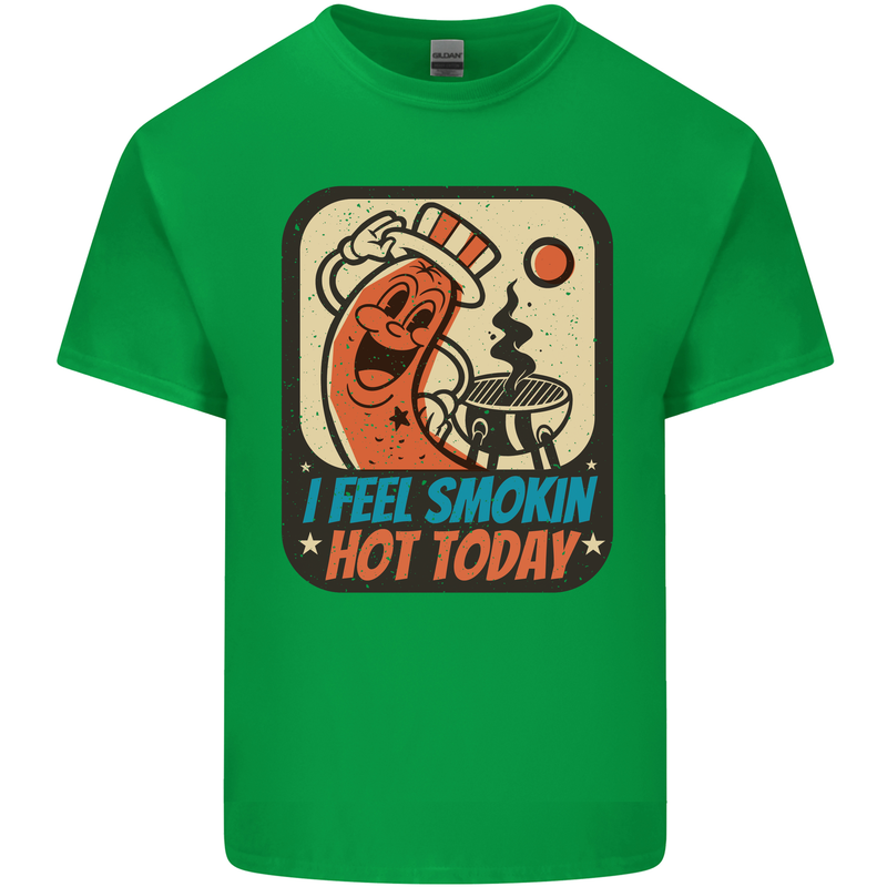 BBQ Smokin Hot Today Funny Grill Mens Cotton T-Shirt Tee Top Irish Green