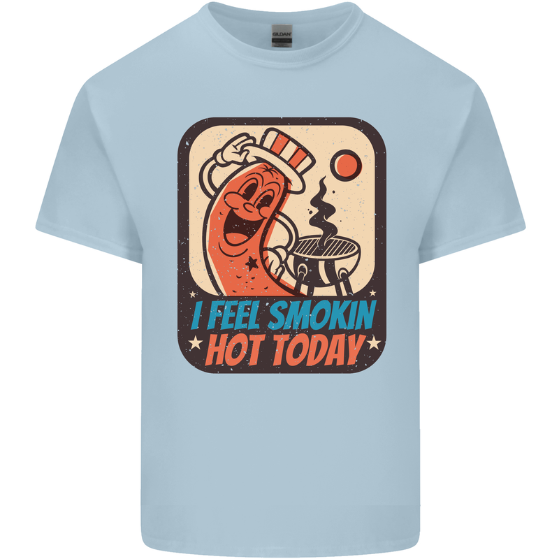 BBQ Smokin Hot Today Funny Grill Mens Cotton T-Shirt Tee Top Light Blue