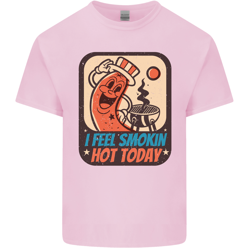 BBQ Smokin Hot Today Funny Grill Mens Cotton T-Shirt Tee Top Light Pink