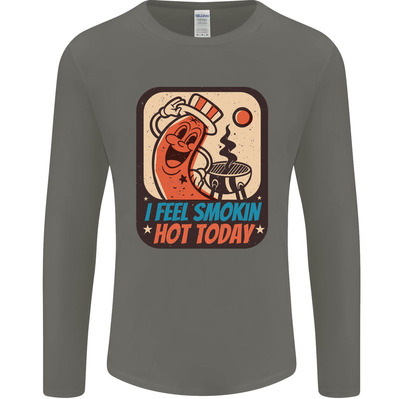 BBQ Smokin Hot Today Funny Grill Mens Long Sleeve T-Shirt Charcoal