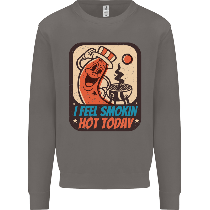 BBQ Smokin Hot Today Funny Grill Mens Sweatshirt Jumper Charcoal