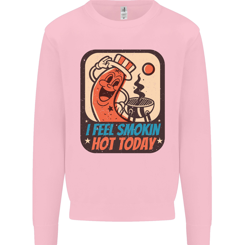 BBQ Smokin Hot Today Funny Grill Mens Sweatshirt Jumper Light Pink