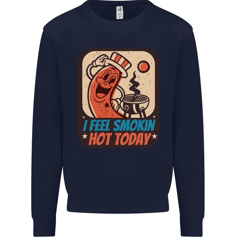 BBQ Smokin Hot Today Funny Grill Mens Sweatshirt Jumper Navy Blue