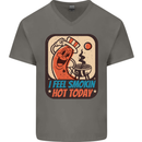 BBQ Smokin Hot Today Funny Grill Mens V-Neck Cotton T-Shirt Charcoal