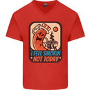 BBQ Smokin Hot Today Funny Grill Mens V-Neck Cotton T-Shirt Red