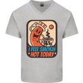 BBQ Smokin Hot Today Funny Grill Mens V-Neck Cotton T-Shirt Sports Grey