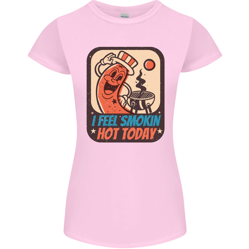 BBQ Smokin Hot Today Funny Grill Womens Petite Cut T-Shirt Light Pink