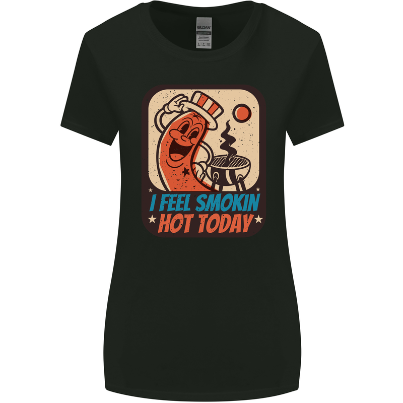 BBQ Smokin Hot Today Funny Grill Womens Wider Cut T-Shirt Black