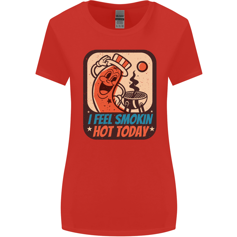 BBQ Smokin Hot Today Funny Grill Womens Wider Cut T-Shirt Red