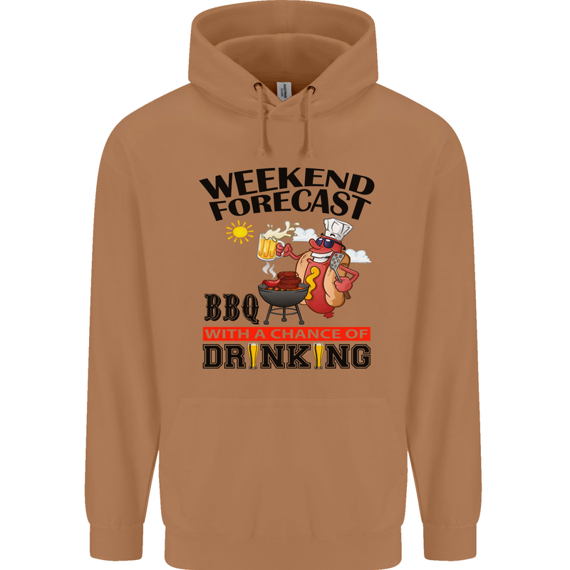 BBQ Weekend Forecast BBQing Alcohol Beer Mens 80% Cotton Hoodie Caramel Latte