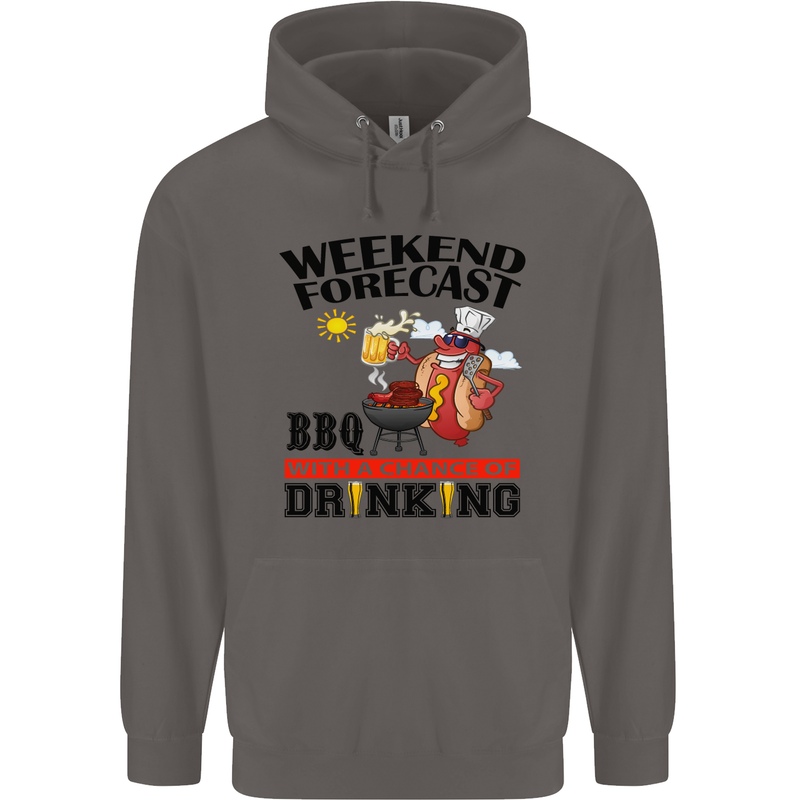 BBQ Weekend Forecast BBQing Alcohol Beer Mens 80% Cotton Hoodie Charcoal