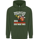 BBQ Weekend Forecast BBQing Alcohol Beer Mens 80% Cotton Hoodie Forest Green