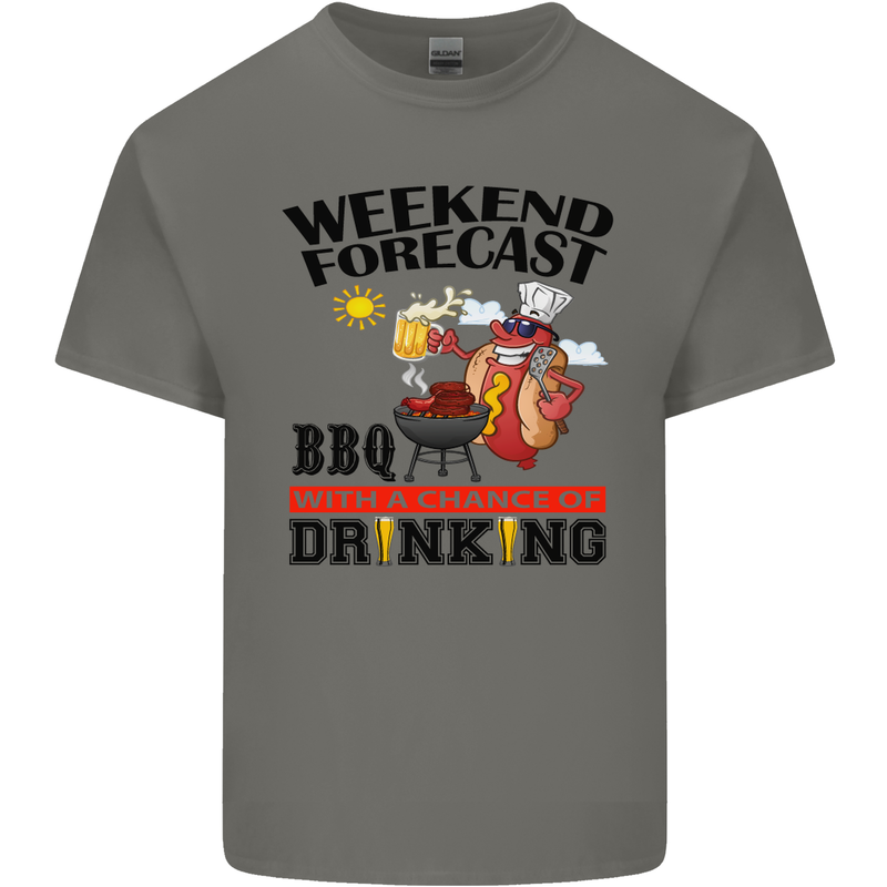 BBQ Weekend Forecast BBQing Alcohol Beer Mens Cotton T-Shirt Tee Top Charcoal