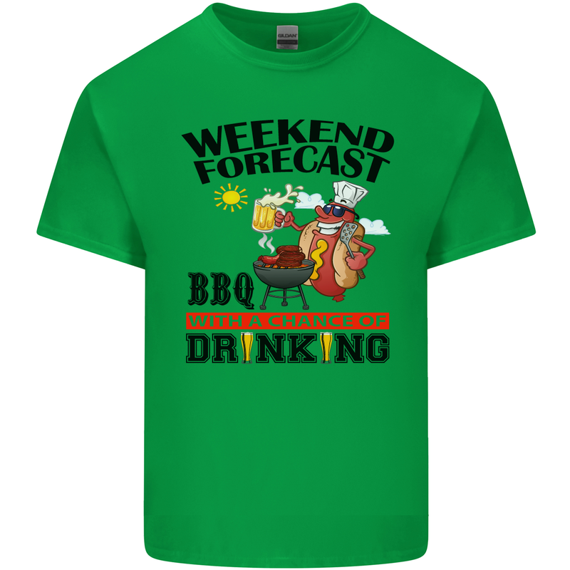 BBQ Weekend Forecast BBQing Alcohol Beer Mens Cotton T-Shirt Tee Top Irish Green