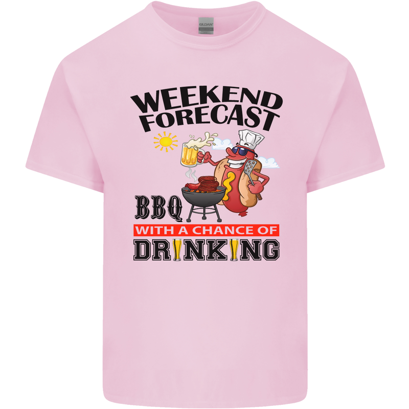 BBQ Weekend Forecast BBQing Alcohol Beer Mens Cotton T-Shirt Tee Top Light Pink