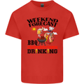 BBQ Weekend Forecast BBQing Alcohol Beer Mens Cotton T-Shirt Tee Top Red