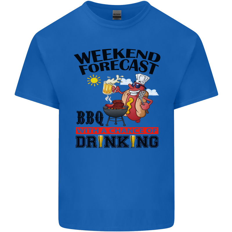 BBQ Weekend Forecast BBQing Alcohol Beer Mens Cotton T-Shirt Tee Top Royal Blue