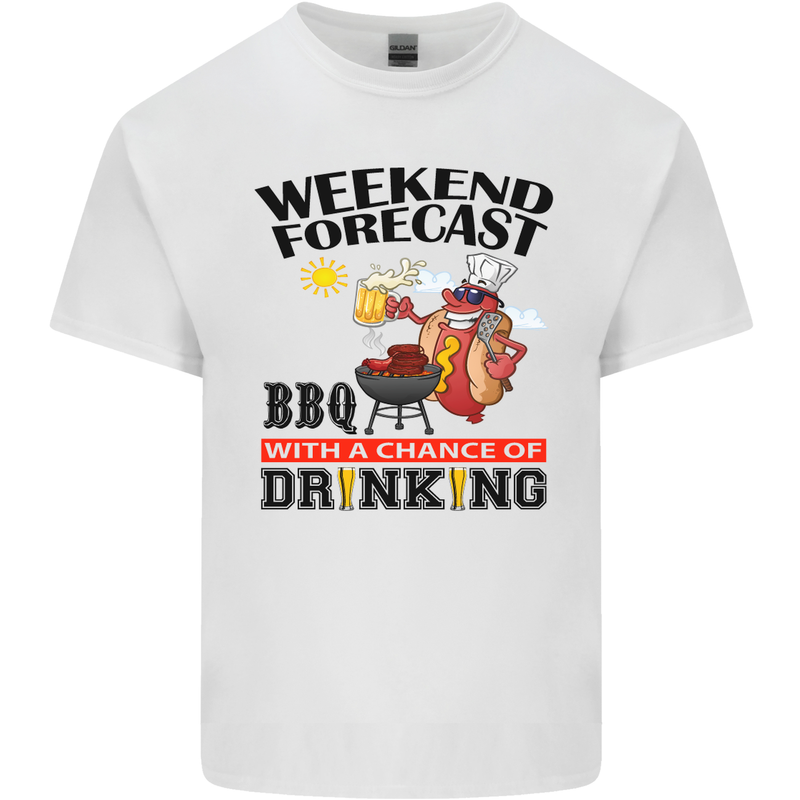 BBQ Weekend Forecast BBQing Alcohol Beer Mens Cotton T-Shirt Tee Top White