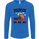 BBQ Weekend Forecast BBQing Alcohol Beer Mens Long Sleeve T-Shirt Royal Blue