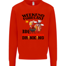 BBQ Weekend Forecast BBQing Alcohol Beer Mens Sweatshirt Jumper Bright Red