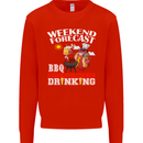 BBQ Weekend Forecast BBQing Alcohol Beer Mens Sweatshirt Jumper Bright Red