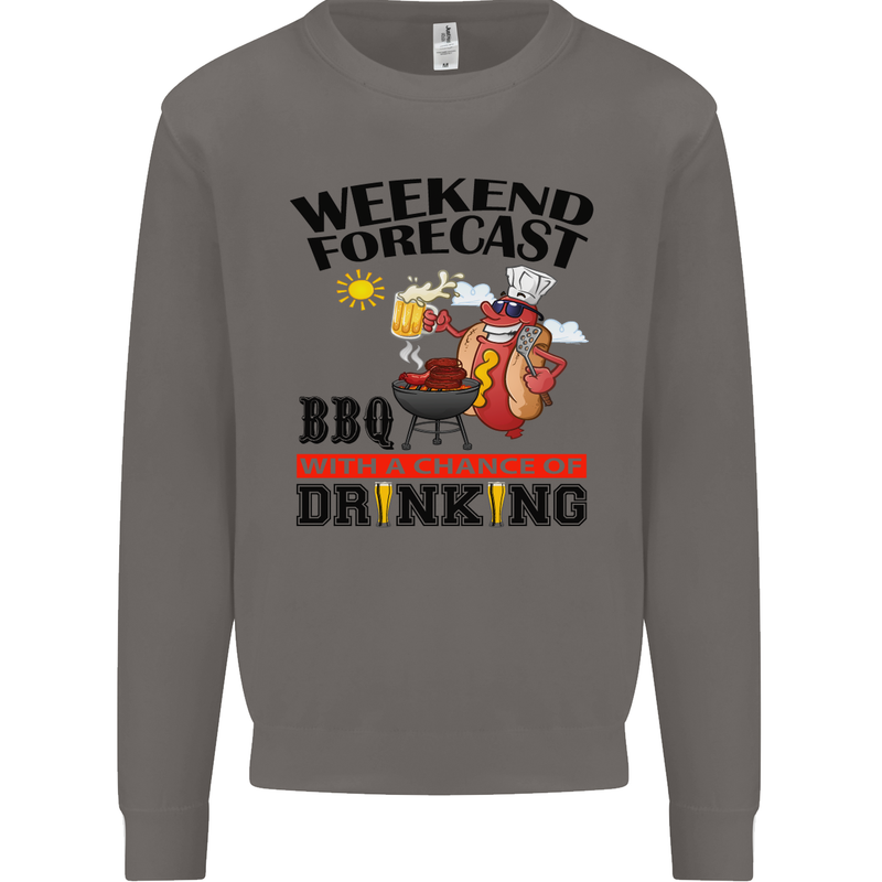 BBQ Weekend Forecast BBQing Alcohol Beer Mens Sweatshirt Jumper Charcoal