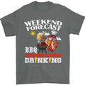 BBQ Weekend Forecast BBQing Alcohol Beer Mens T-Shirt Cotton Gildan Charcoal