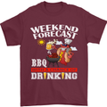 BBQ Weekend Forecast BBQing Alcohol Beer Mens T-Shirt Cotton Gildan Maroon