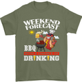BBQ Weekend Forecast BBQing Alcohol Beer Mens T-Shirt Cotton Gildan Military Green
