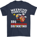 BBQ Weekend Forecast BBQing Alcohol Beer Mens T-Shirt Cotton Gildan Navy Blue