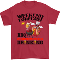 BBQ Weekend Forecast BBQing Alcohol Beer Mens T-Shirt Cotton Gildan Red