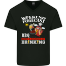 BBQ Weekend Forecast BBQing Alcohol Beer Mens V-Neck Cotton T-Shirt Black