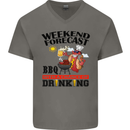 BBQ Weekend Forecast BBQing Alcohol Beer Mens V-Neck Cotton T-Shirt Charcoal