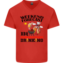 BBQ Weekend Forecast BBQing Alcohol Beer Mens V-Neck Cotton T-Shirt Red