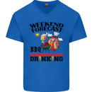 BBQ Weekend Forecast BBQing Alcohol Beer Mens V-Neck Cotton T-Shirt Royal Blue