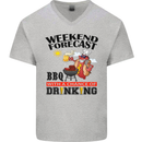 BBQ Weekend Forecast BBQing Alcohol Beer Mens V-Neck Cotton T-Shirt Sports Grey