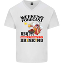 BBQ Weekend Forecast BBQing Alcohol Beer Mens V-Neck Cotton T-Shirt White