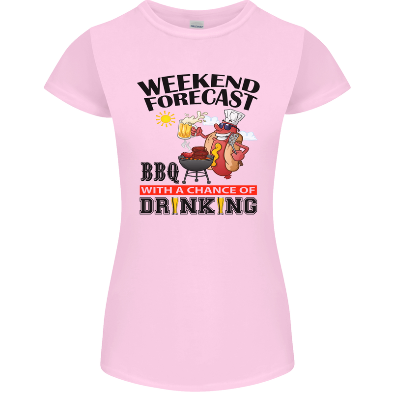 BBQ Weekend Forecast BBQing Alcohol Beer Womens Petite Cut T-Shirt Light Pink