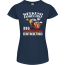 BBQ Weekend Forecast BBQing Alcohol Beer Womens Petite Cut T-Shirt Navy Blue
