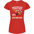 BBQ Weekend Forecast BBQing Alcohol Beer Womens Petite Cut T-Shirt Red