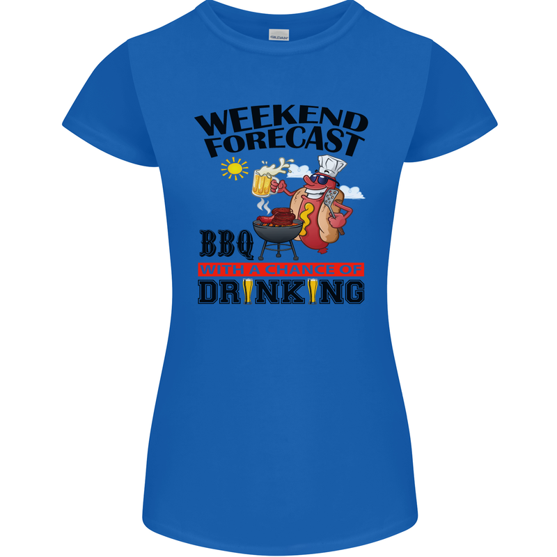 BBQ Weekend Forecast BBQing Alcohol Beer Womens Petite Cut T-Shirt Royal Blue