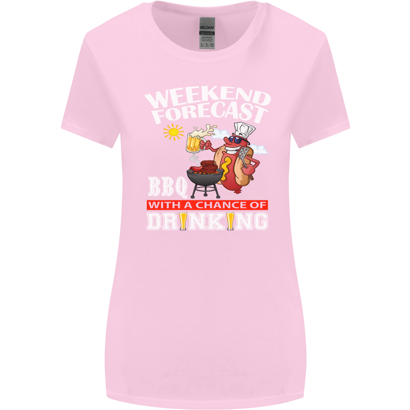 BBQ Weekend Forecast BBQing Alcohol Beer Womens Wider Cut T-Shirt Light Pink