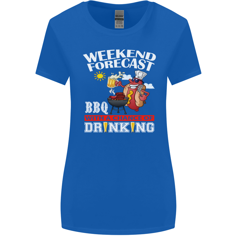 BBQ Weekend Forecast BBQing Alcohol Beer Womens Wider Cut T-Shirt Royal Blue