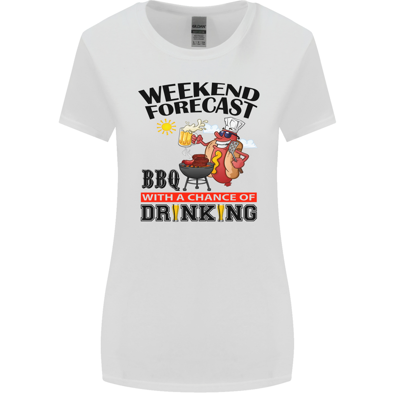BBQ Weekend Forecast BBQing Alcohol Beer Womens Wider Cut T-Shirt White