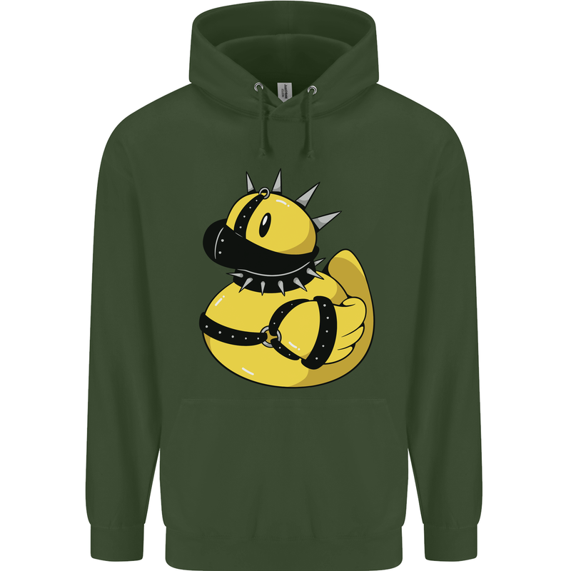 BDSM Rubber Duck Funny Bondage Mens 80% Cotton Hoodie Forest Green