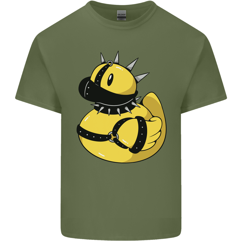 BDSM Rubber Duck Funny Bondage Mens Cotton T-Shirt Tee Top Military Green