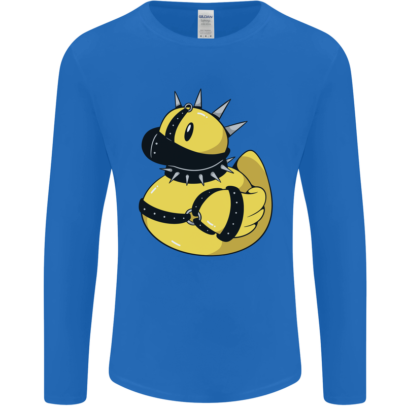 BDSM Rubber Duck Funny Bondage Mens Long Sleeve T-Shirt Royal Blue
